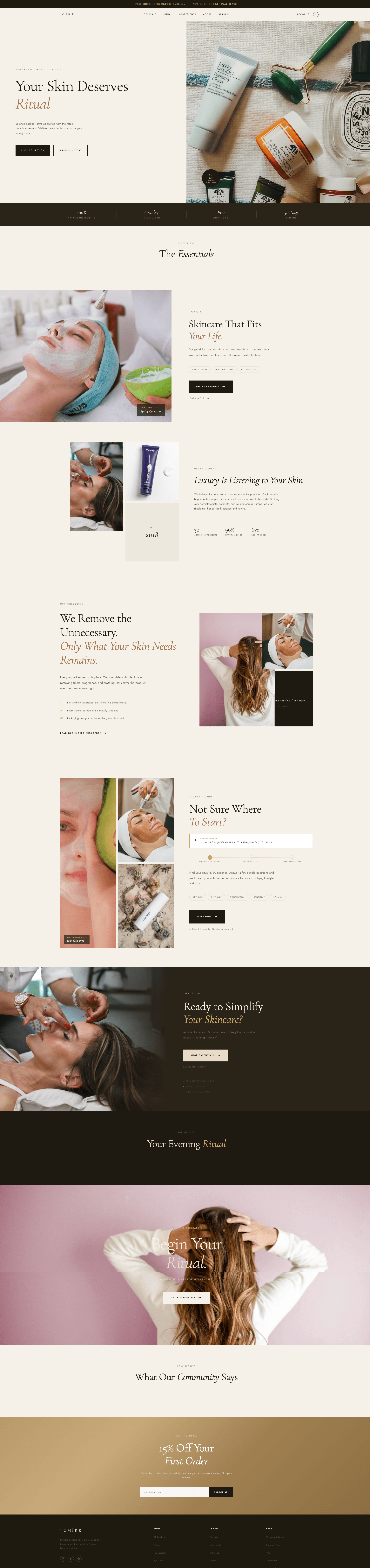 Lumire luxury skincare Shopify store